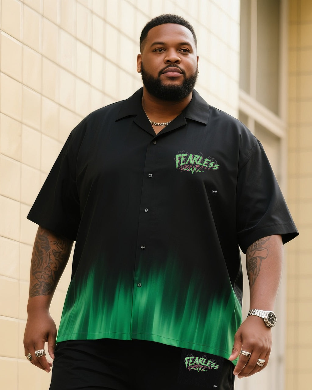 Big & Tall Gradient T-Shirt Shorts Set for big men view 2