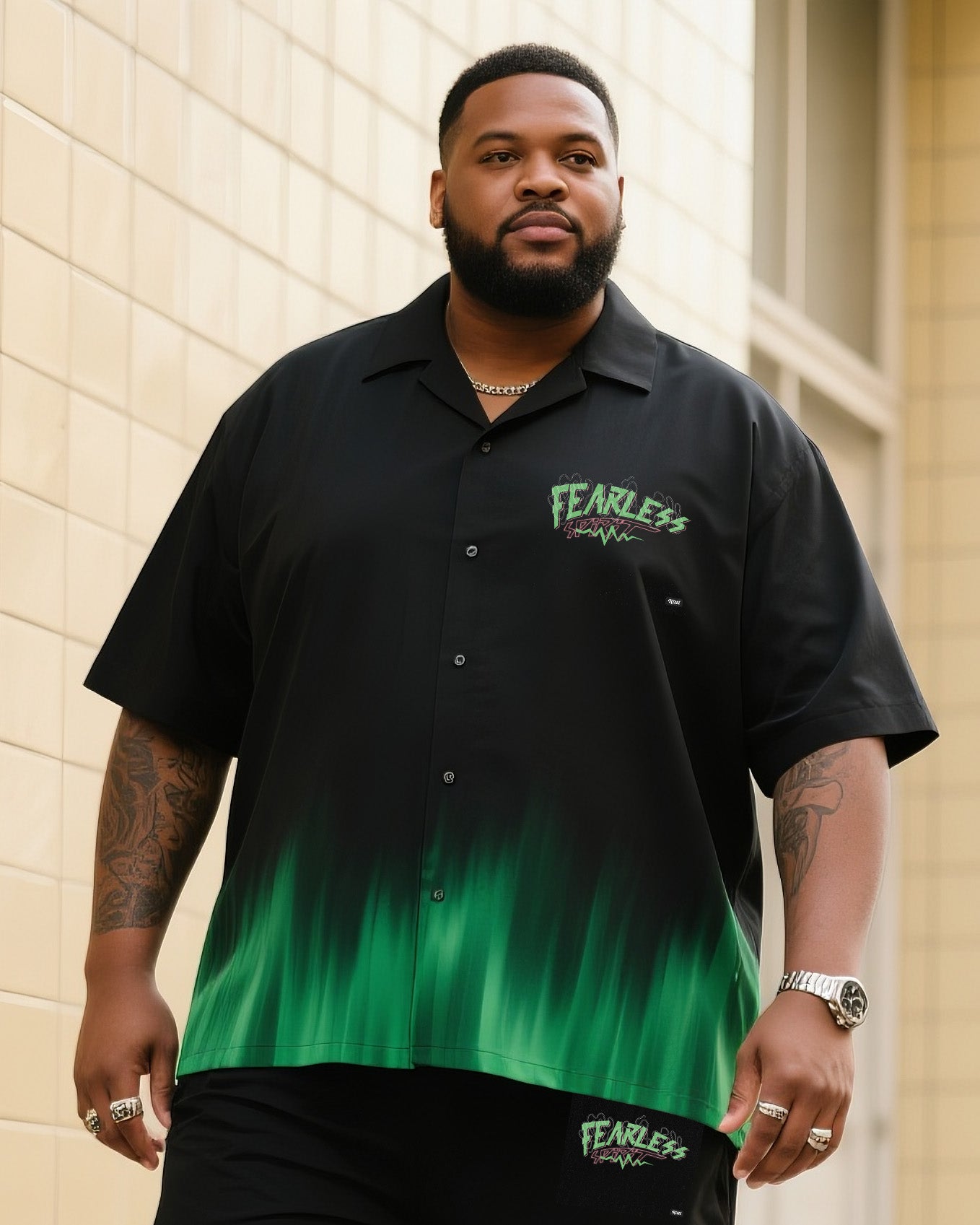 Big & Tall Gradient T-Shirt Shorts Set for big men view 2