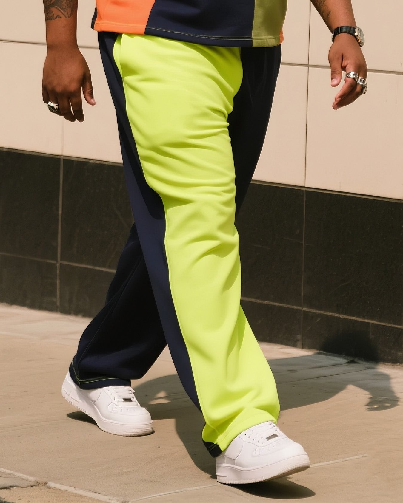 Big & Tall Colorblock Geometric Vest Pants Set for big men view 3