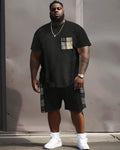 Big & Tall Plaid T-Shirt Shorts Set for big men view 2