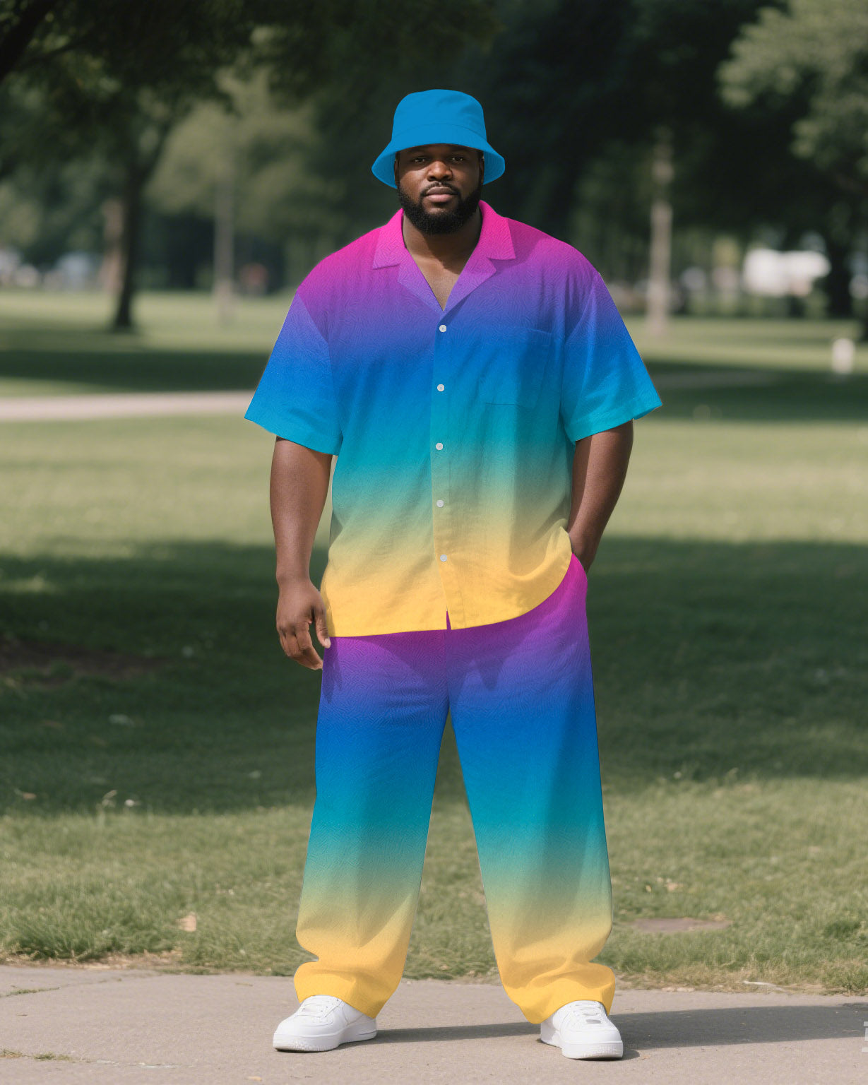 Big & Tall Gradient Shirt Pants Set for big men view 1