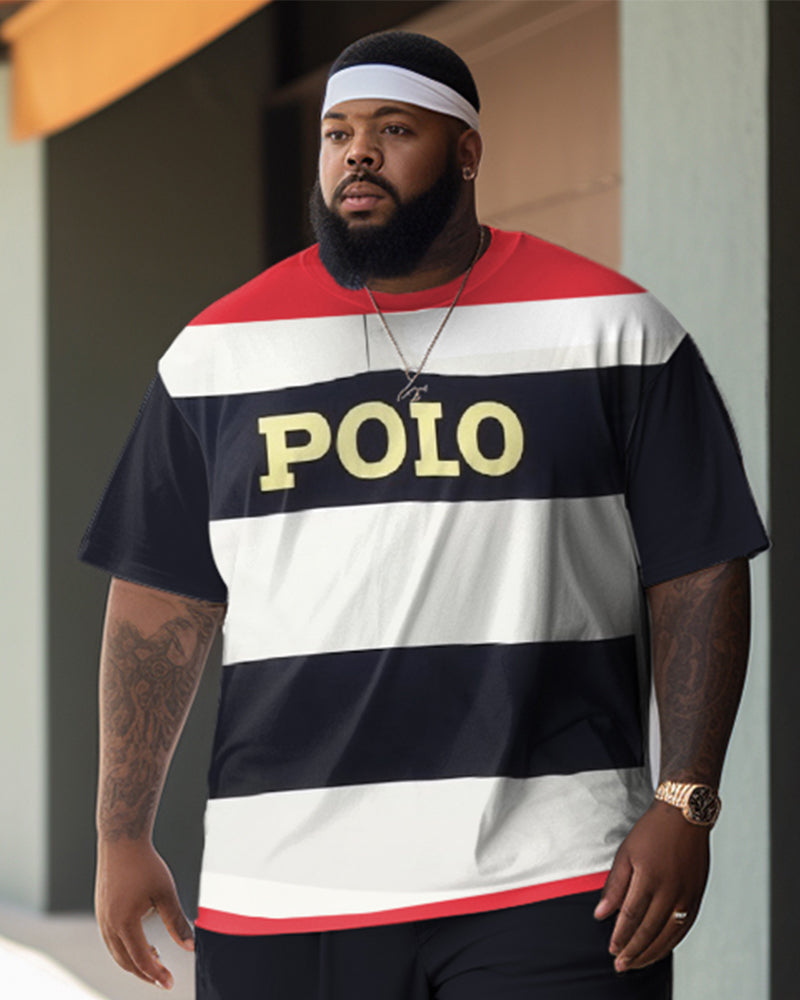 Big & Tall Colorblock Striped Two-piece Set for big men view 2