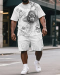 Big & Tall Graphic Streetwear T-Shirt Shorts Set for big men view 1