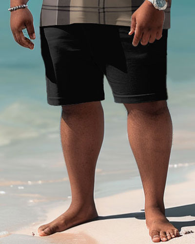 Big & Tall Plaid Polo Shorts Set for big men view 4