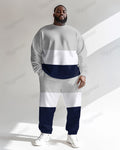 Big & Tall Blue Gray Colorblock Two-piece Set for big men view 1