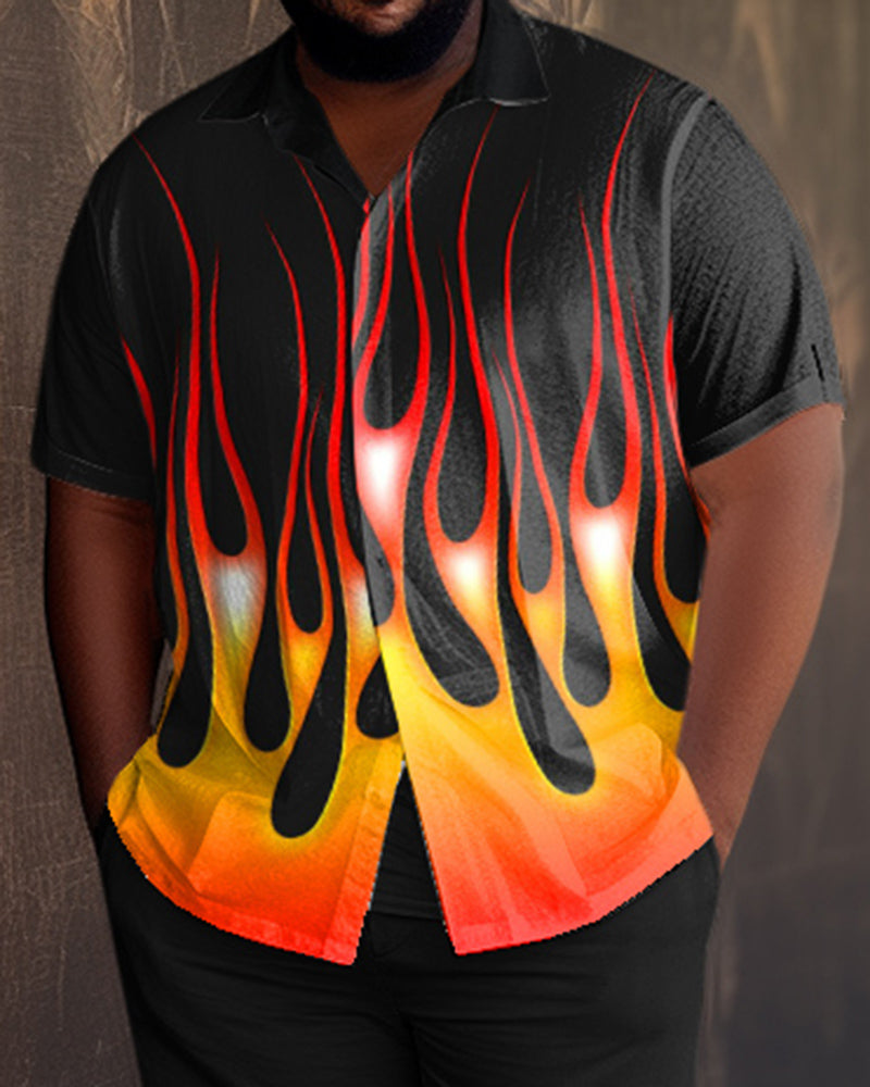 Big & Tall Black Gradient Shirt Shorts Set for big men view 2
