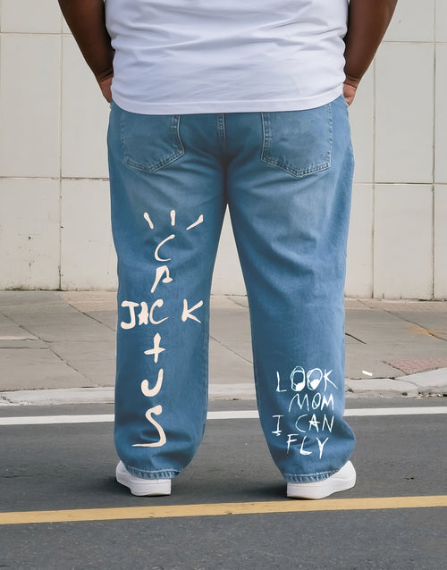 Big & Tall Denim Graphic Graffiti Jeans for big men view 1