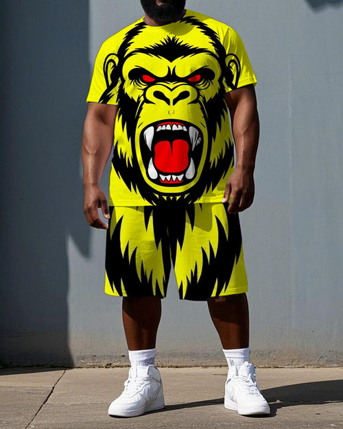 Big & Tall Streetwear T-Shirt Shorts Set for big men view 1