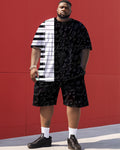Big & Tall Black White Graphic Two-piece Set for big men view 1