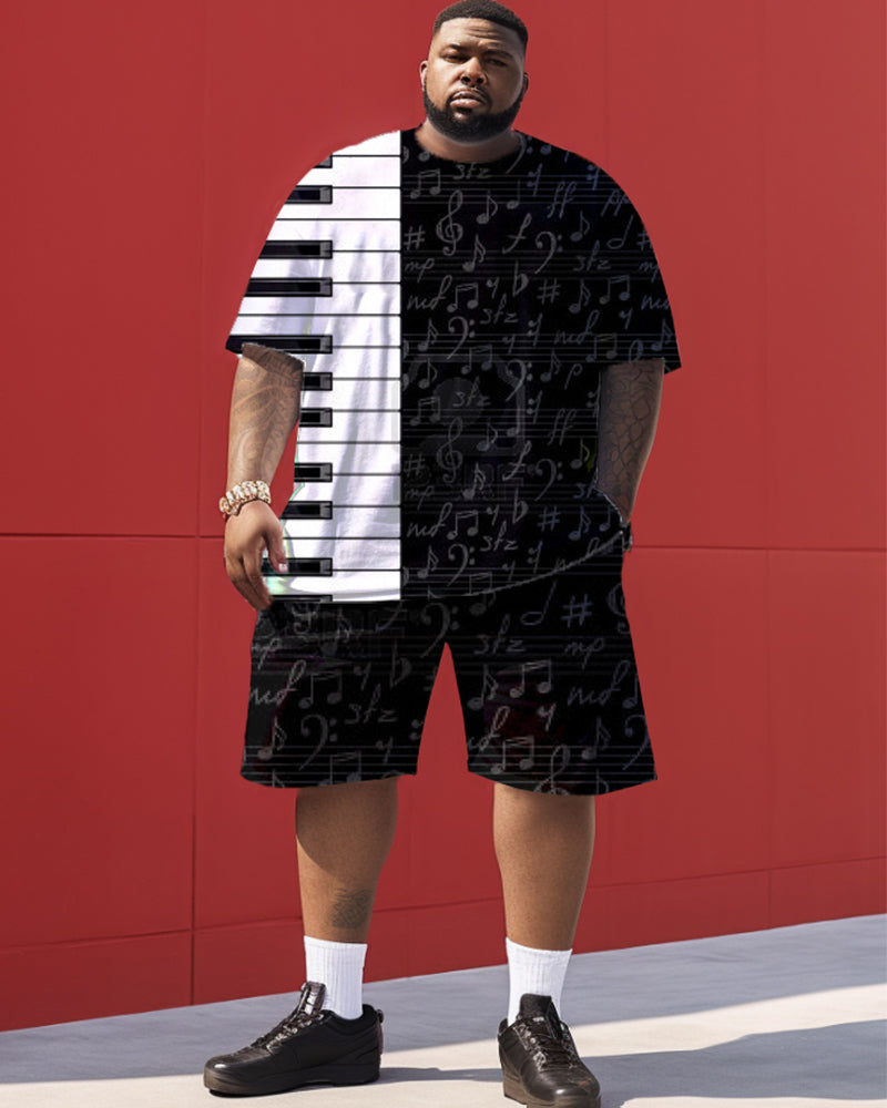 Big & Tall Black White Graphic Two-piece Set for big men view 1