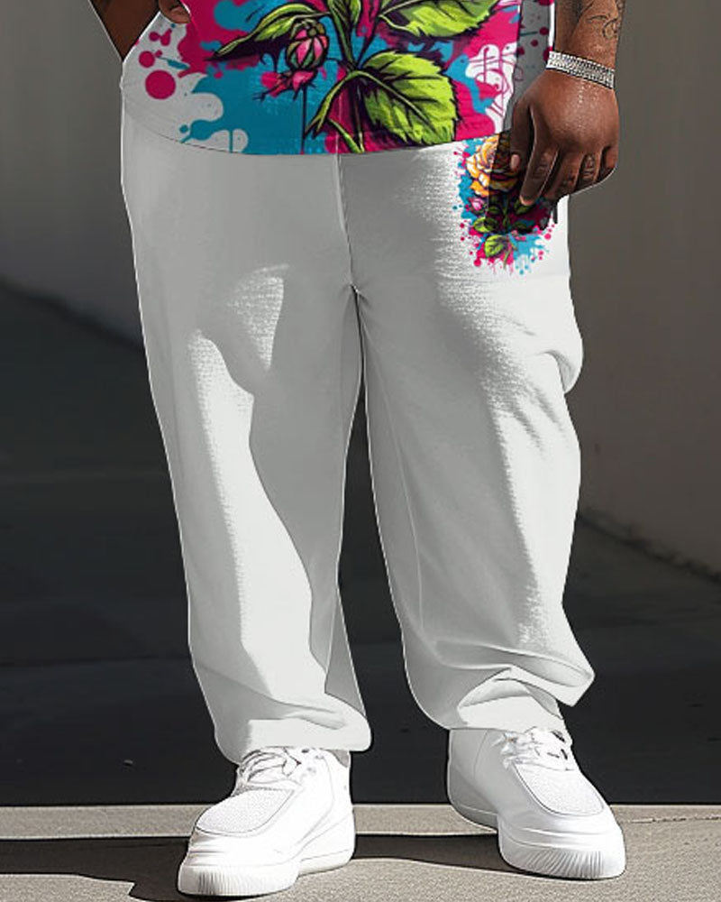 Big & Tall Graphic Graffiti T-Shirt Pants Set for big men view 3