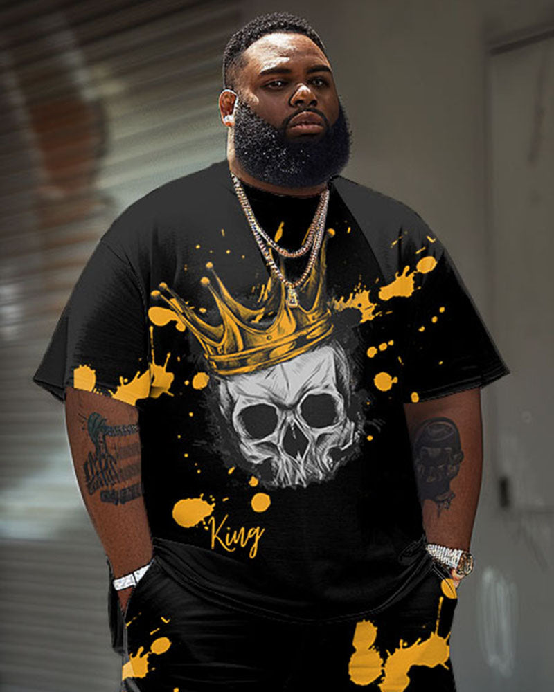 Big & Tall Graphic Graffiti T-Shirt Shorts Set for big men view 3