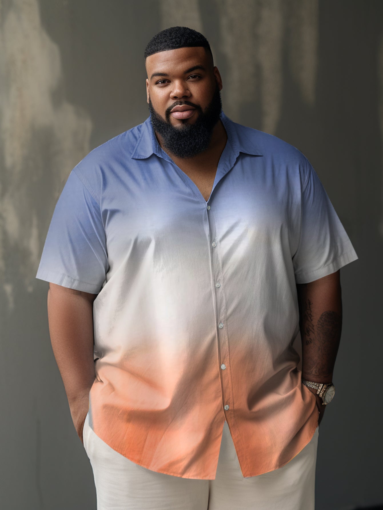 Big & Tall Gradient Shirt Pants Set for big men