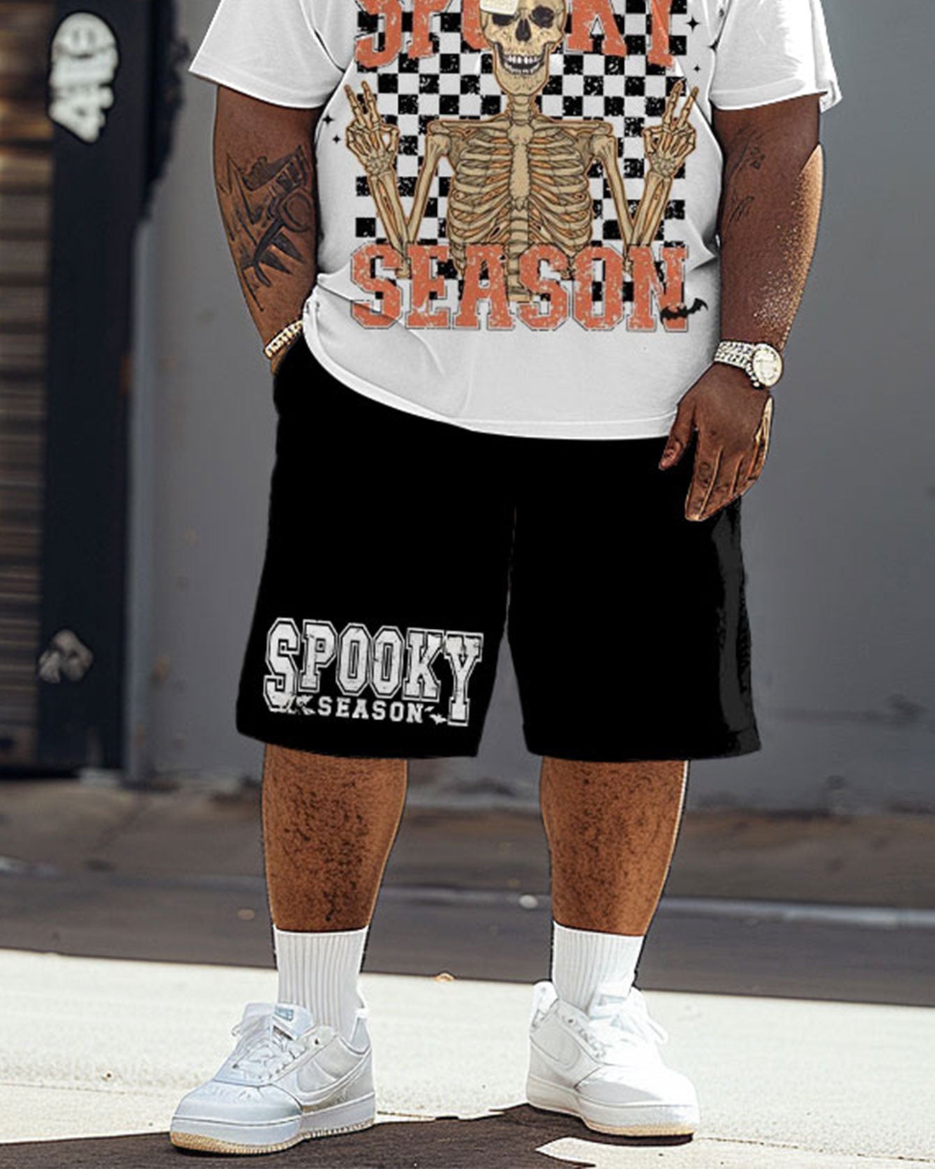 Big & Tall Graphic T-Shirt Shorts Set for big men view 3
