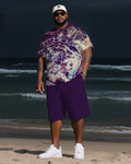 Big & Tall Colorblock Gradient T-Shirt Shorts Set for big men view 1