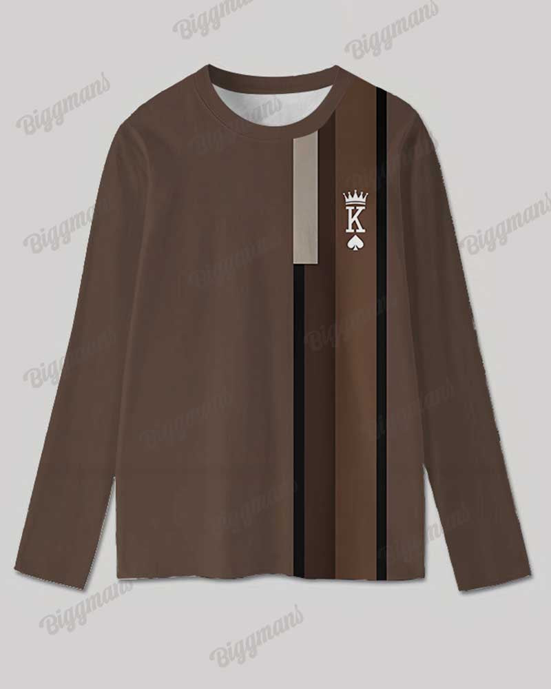 Big & Tall Brown Striped Graphic T-Shirt Pants Set for big men view 3