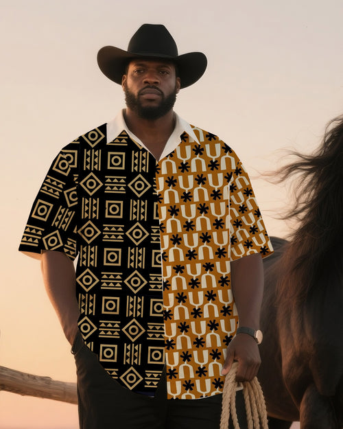 Big & Tall Western T-Shirt Pants Set for big men view 2