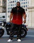Big & Tall Black Red Gradient T-Shirt Pants Set for big men view 1