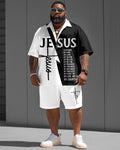 Big & Tall Graphic T-Shirt Shorts Set for big men view 1
