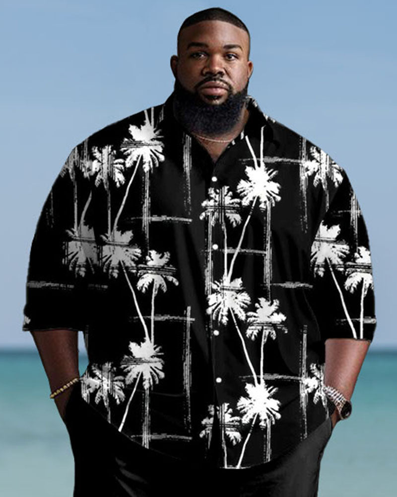 Big & Tall Hawaiian Geometric T-Shirt Pants Set for big men view 2