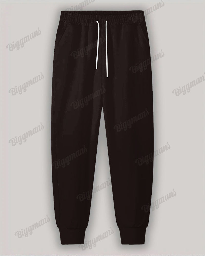Big & Tall Brown Graphic Hoodie Sweatpants Set for big men view 4