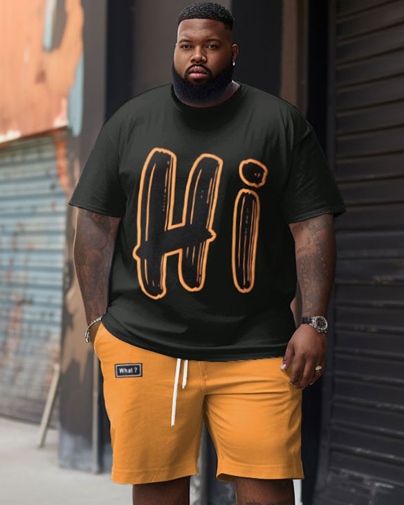 Big & Tall Graphic Streetwear Two-piece Set for big men view 1