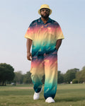 Big & Tall Gradient T-Shirt Pants Set for big men view 1