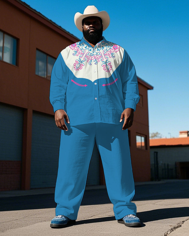 Big & Tall Western T-Shirt Pants Set for big men view 1