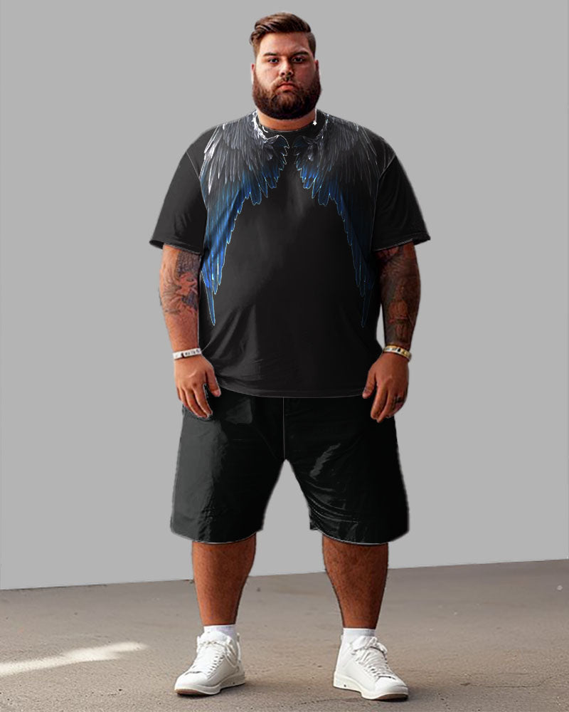 Big & Tall Streetwear T-Shirt Shorts Set for big men view 1