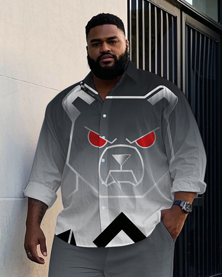 Big & Tall Gray Gradient Graffiti Shirt Pants Set for big men view 2