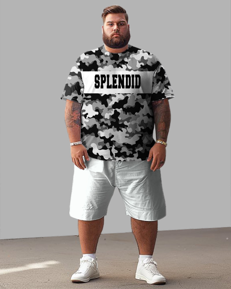 Big & Tall Colorblock Graphic T-Shirt Shorts Set for big men view 1