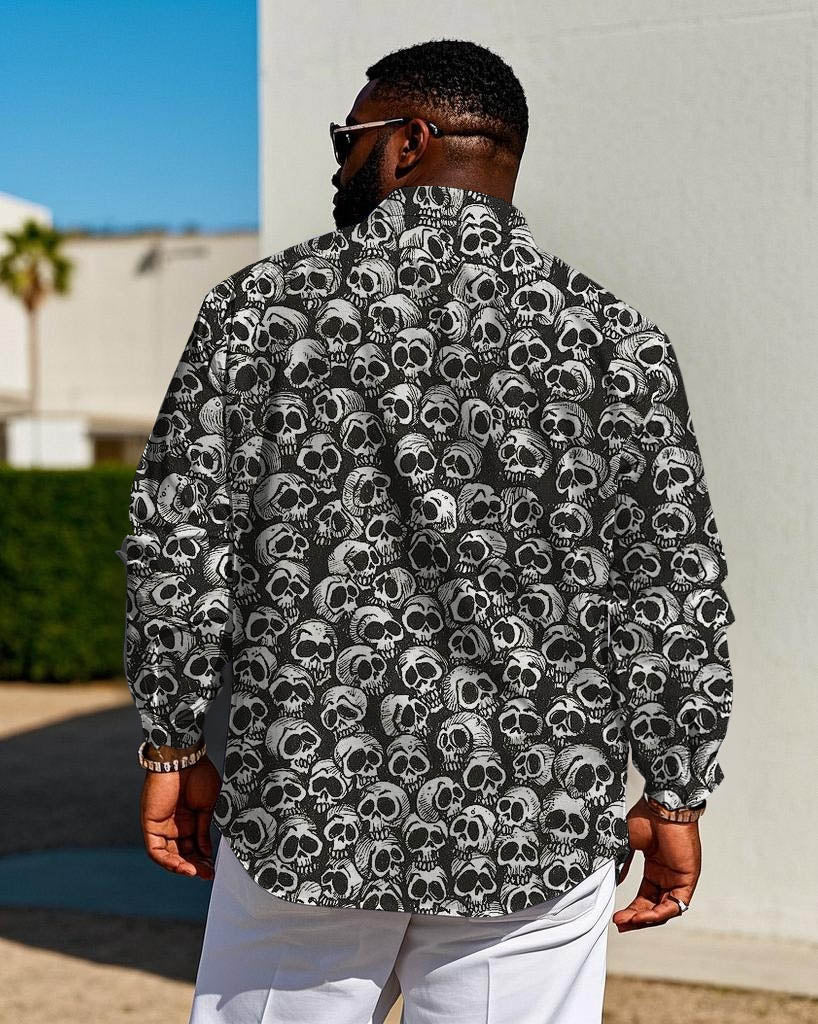 Big & Tall Graphic Skull Long Sleeve Shirt for big men view 2