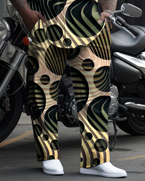 Big & Tall Gradient Geometric T-Shirt Pants Set for big men view 3