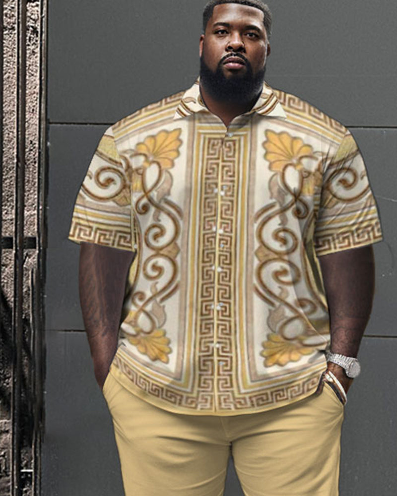 Big & Tall Geometric T-Shirt Shorts Set for big men view 2