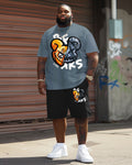 Big & Tall Graphic Streetwear T-Shirt Shorts Set for big men view 2