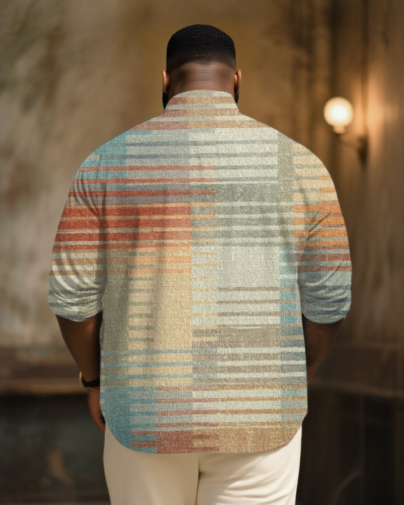 Big & Tall Striped Graphic Long Sleeve Shirt for big men view 2