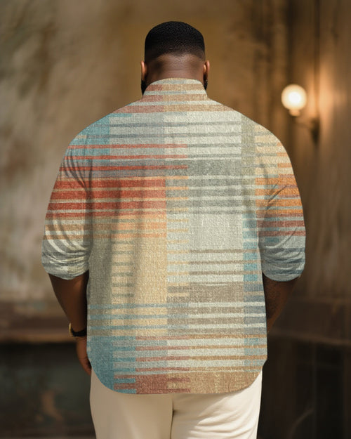 Big & Tall Striped Graphic Long Sleeve Shirt for big men view 2