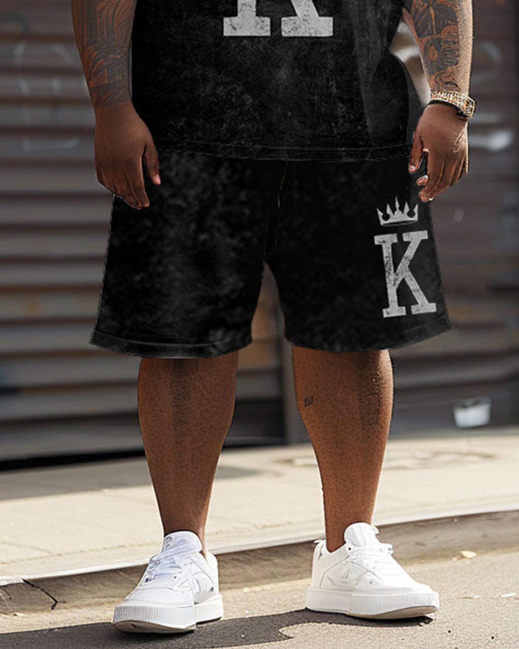 Big & Tall Graphic Streetwear Two-piece Set for big men view 3