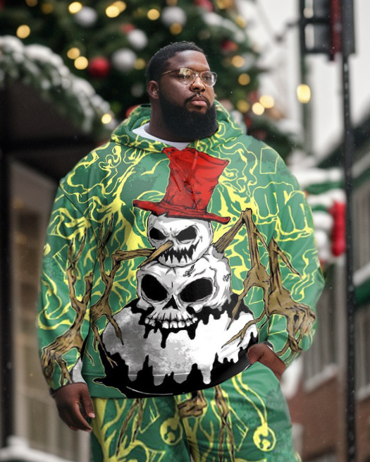 Big & Tall Skull Hoodie Sweatpants Set for big men view 2