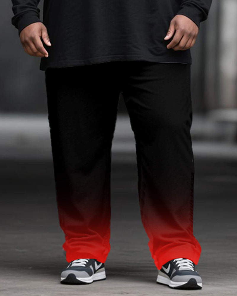 Big & Tall Black Red Gradient T-Shirt Pants Set for big men view 3