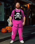 Big & Tall Pink Skull T-Shirt Pants Set for big men view 1