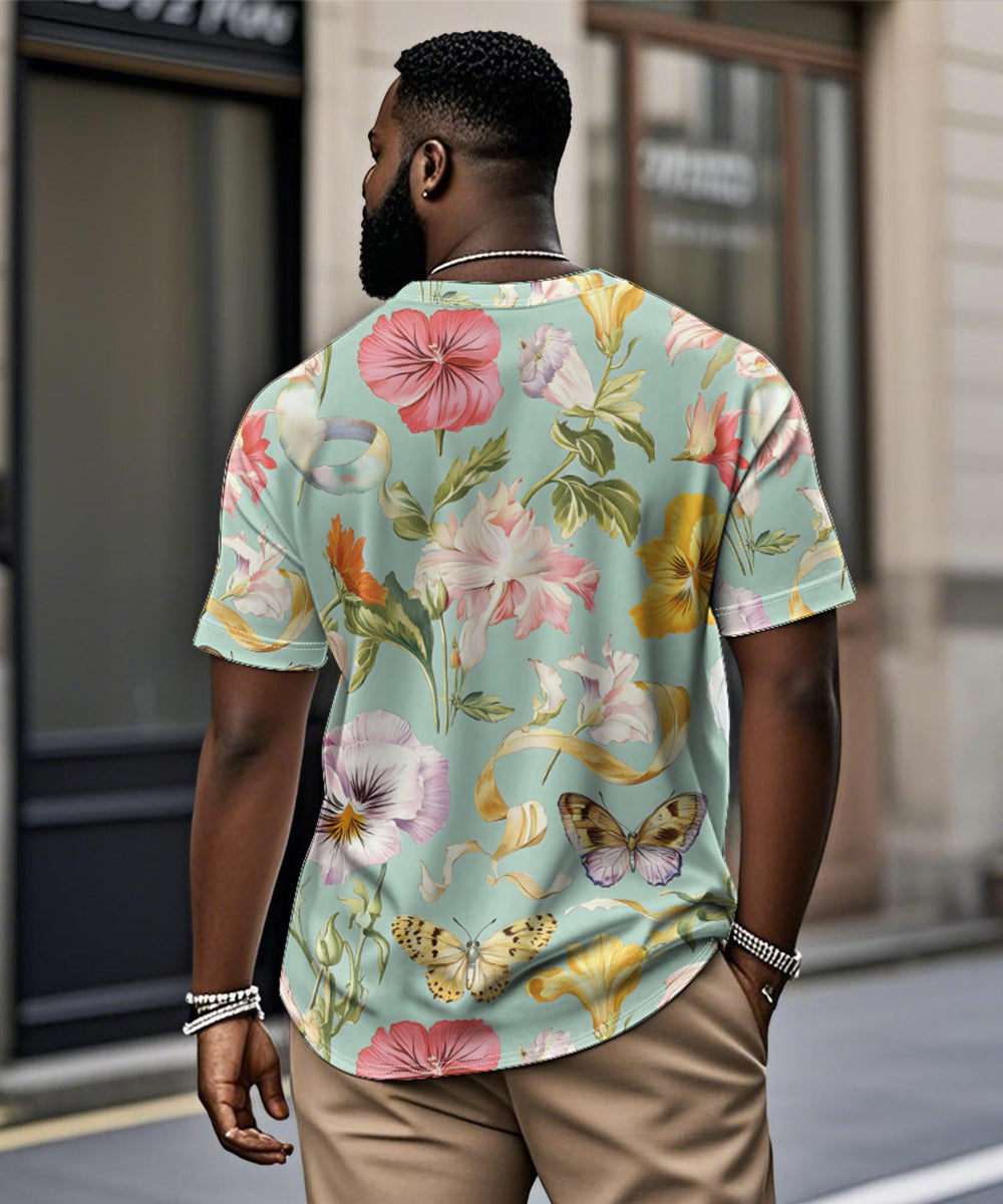 Big & Tall Green Hawaiian Graphic T-Shirt for big men view 2