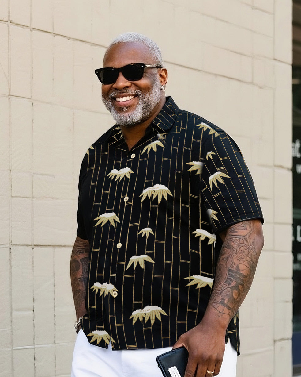 Big & Tall Hawaiian Colorblock T-Shirt Shorts Set for big men view 4