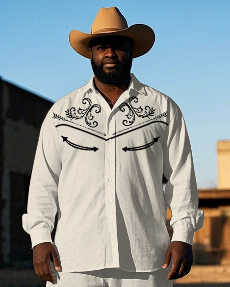 Big & Tall Western T-Shirt Pants Set for big men view 2