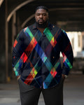 Big & Tall Plaid Shirt Pants Set for big men