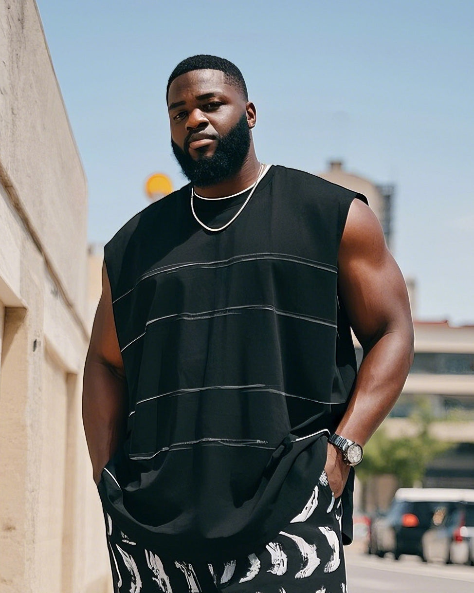 Big & Tall Graphic Vest Pants Set for big men view 2