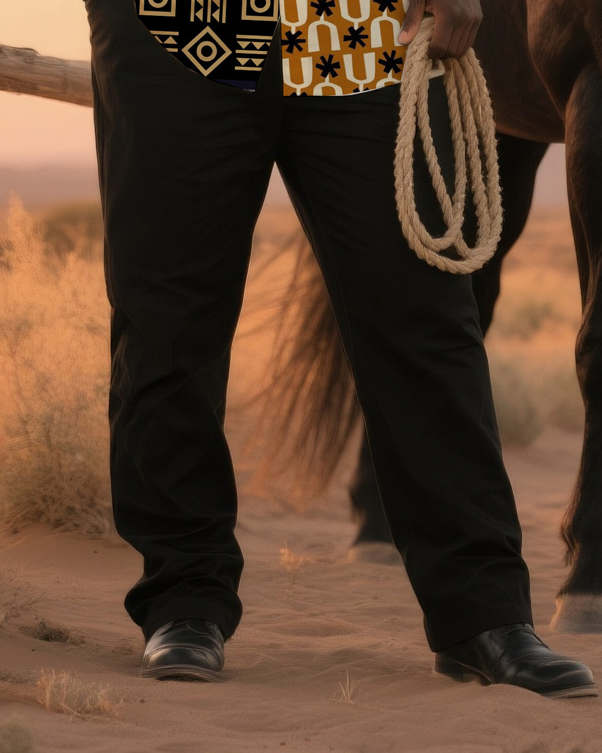 Big & Tall Western T-Shirt Pants Set for big men view 3