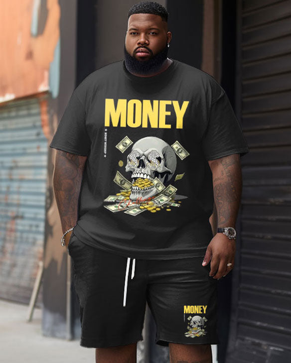 Big & Tall Graphic Streetwear Skull Two-piece Set for big men view 1