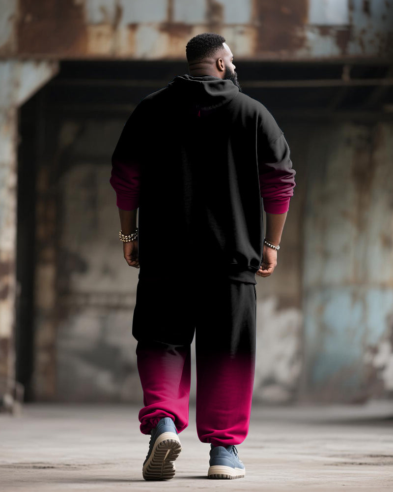 Big & Tall Gradient Graphic Hoodie Sweatpants Set for big men view 4
