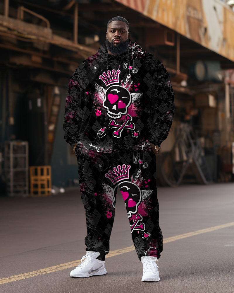 Big & Tall Skull Hoodie Sweatpants Set for big men view 1